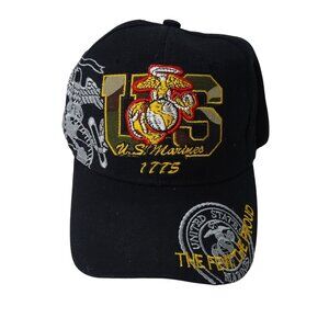 Ruffin Flag Company U.S. Marines Black Embroidered Baseball Cap Adjustable Strap
